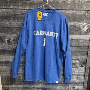Carhartt Heather Blue Logo Long Sleeve Tee